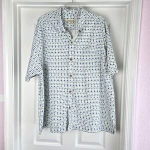 Tommy‎ Bahama Silk Shirt Mens Size 3XL button Down Geometric Print Short Sleeve